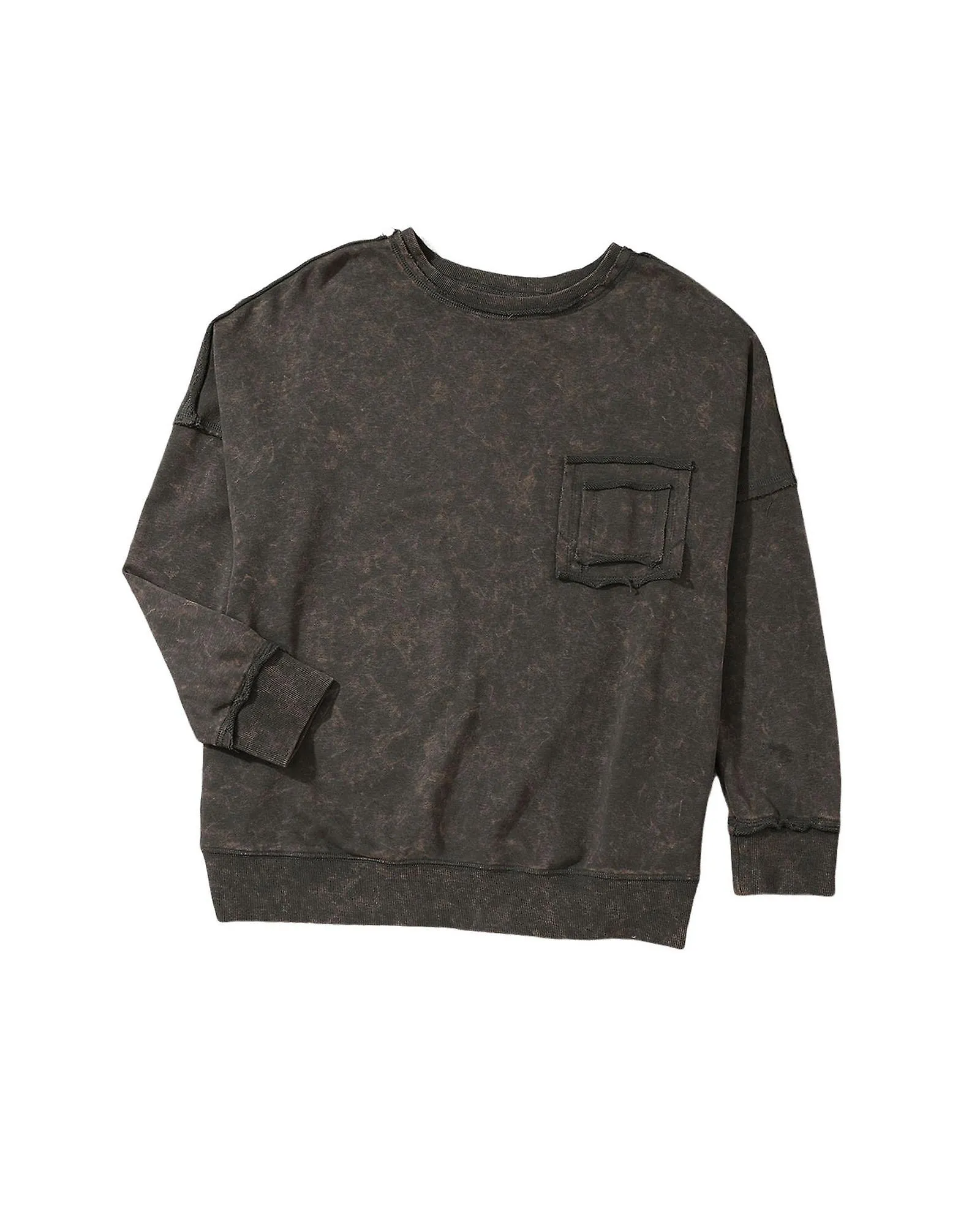 Azura Exchange  Acid Wash Drop Shoulder Long Sleeve Sweatshirt with Pockets