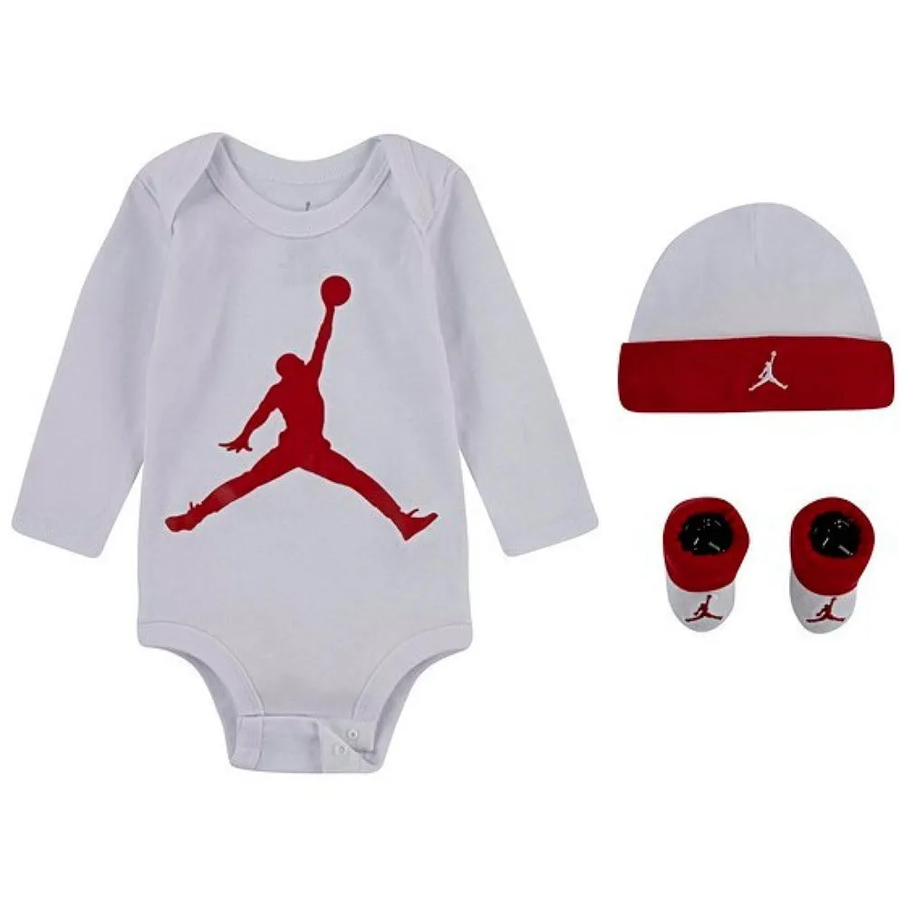 Baby Set Jordan Longsleeve Jumpman Hat Bodysuit Bootie White Red