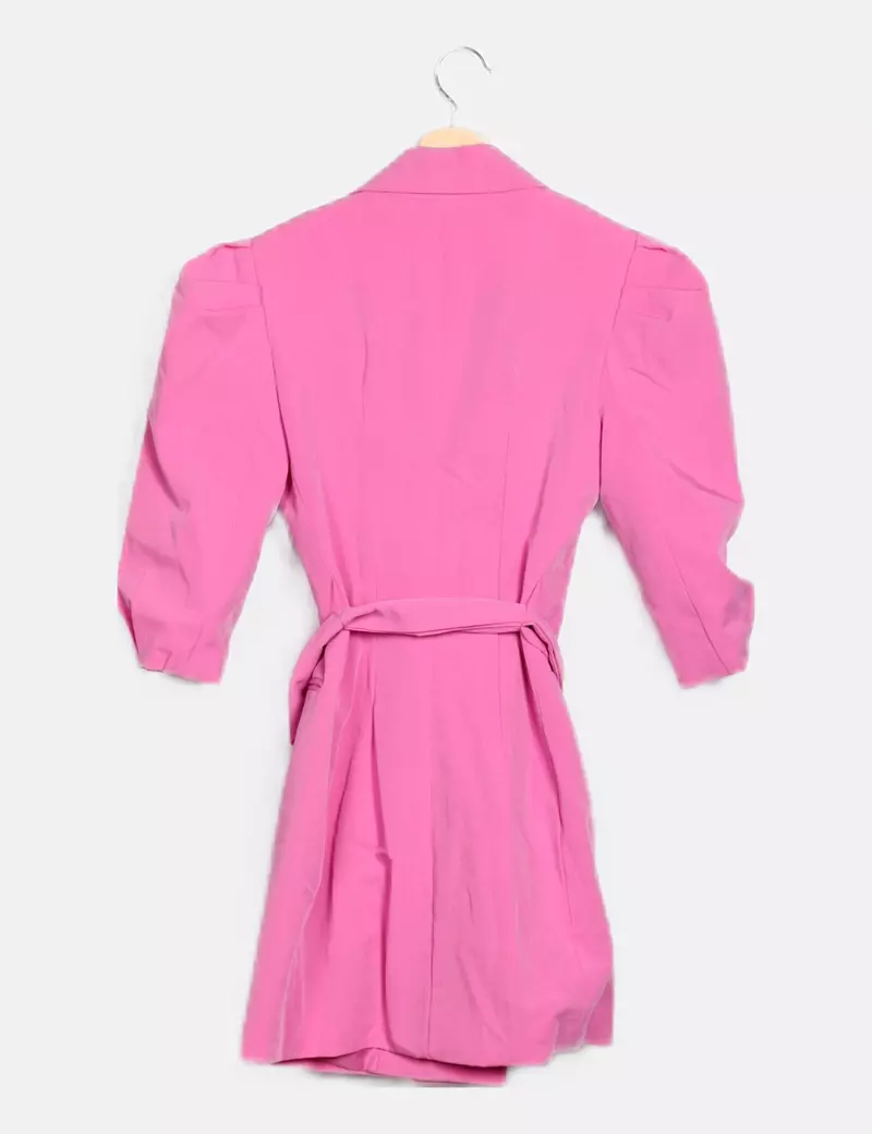 Bershka Vestido blazer rosa mangas abullonadas