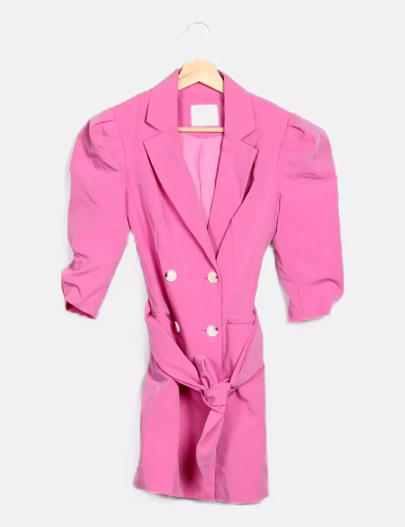 Bershka Vestido blazer rosa mangas abullonadas