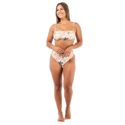 BIKINI WHITE FLOWERS BANDEAU ROXY BLANCA CON FLORES