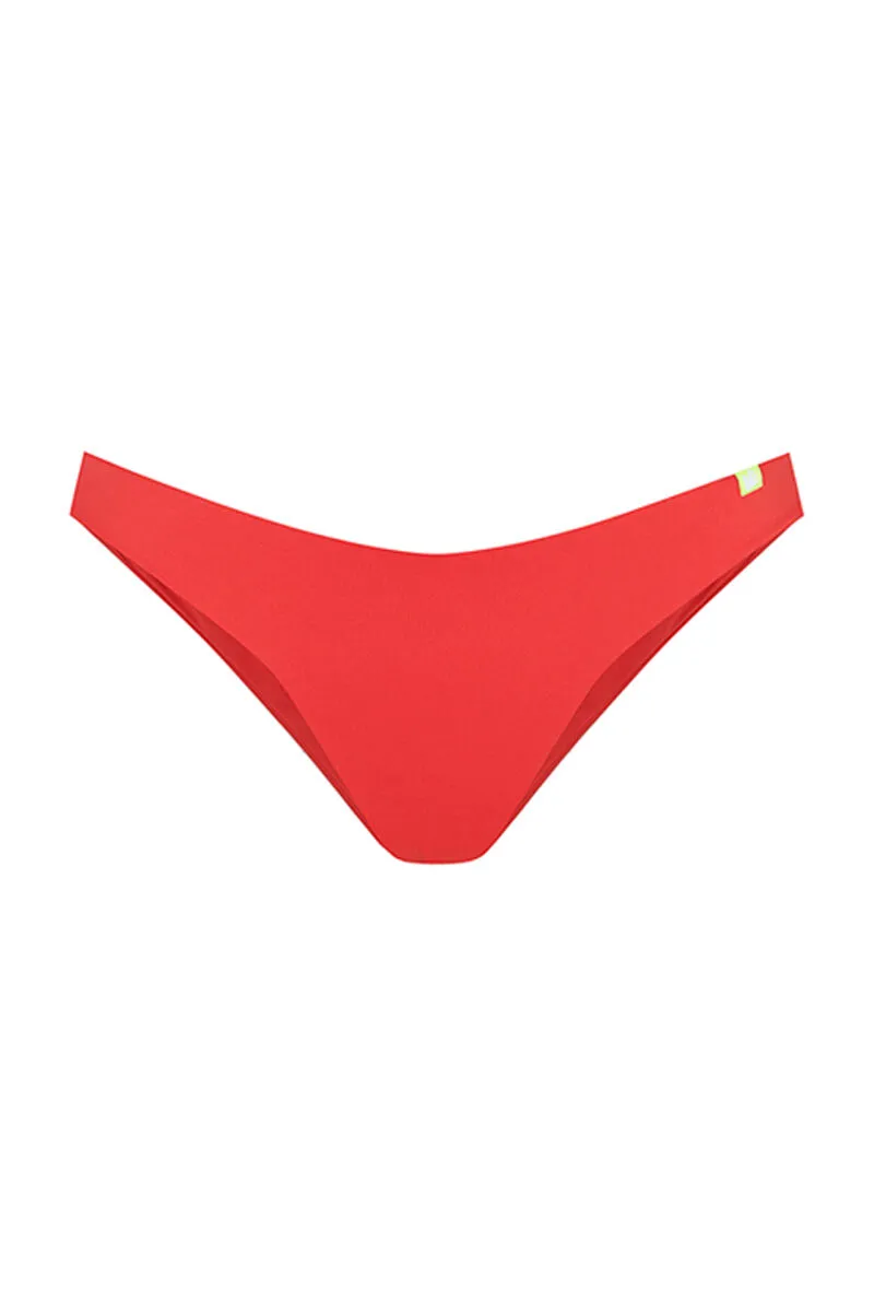 Braga bikini brasileña frunce coral