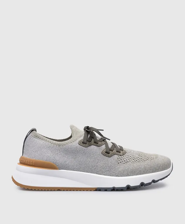 Brunello Cucinelli Gray sneakers with textured logo