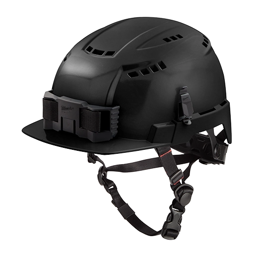 Casco de seguridad de ala delantera negro con ventilación (EE. UU.): Tipo 2, clase C