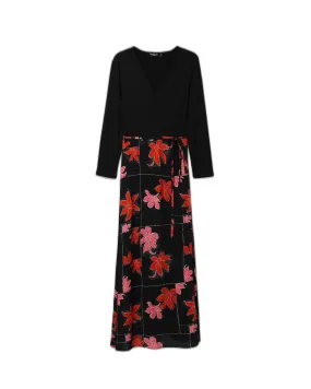 Desigual Floral Long Sleeve V-Neck Dress