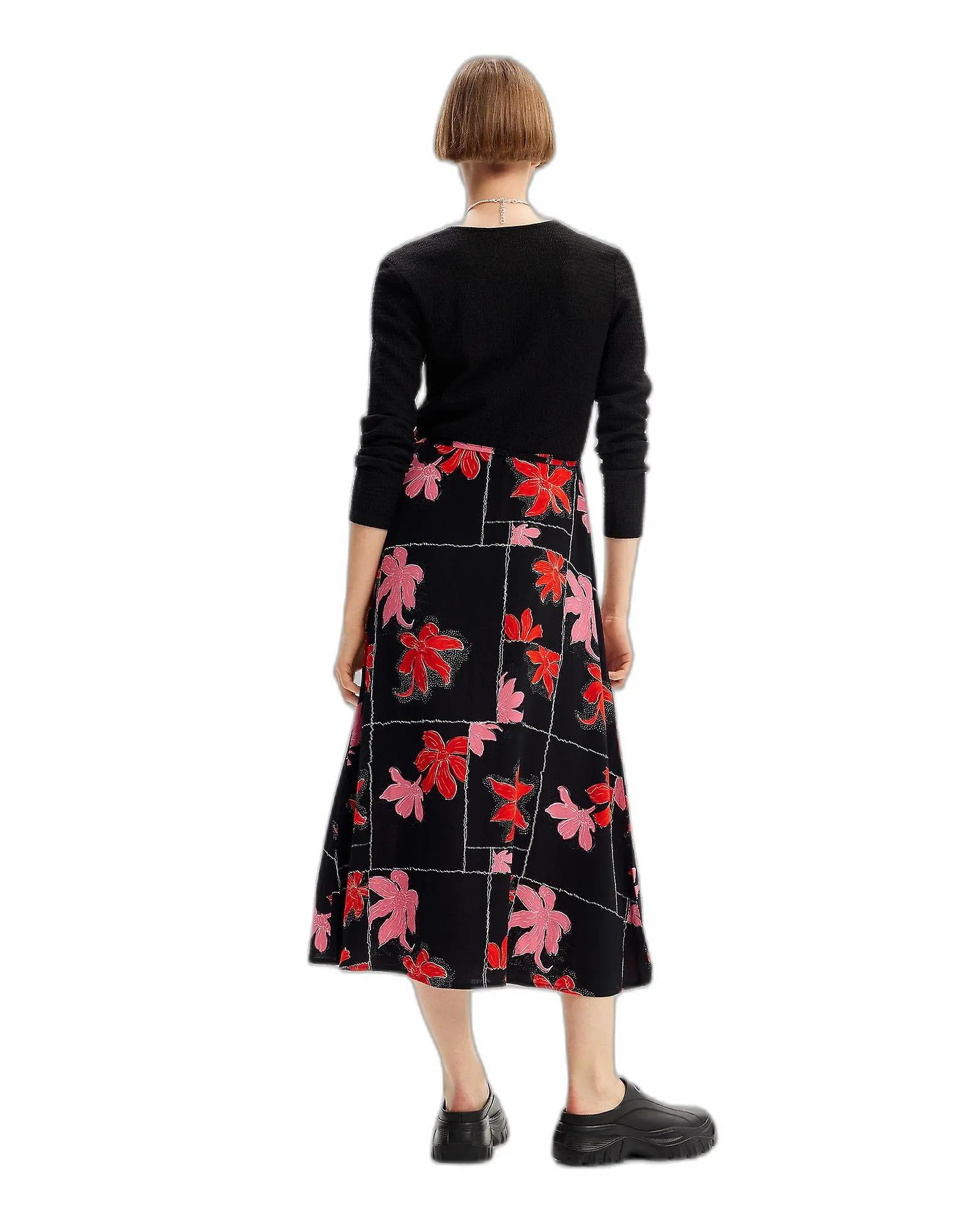 Desigual Floral Long Sleeve V-Neck Dress