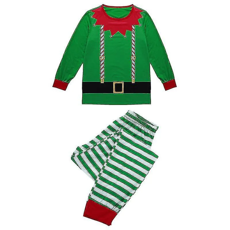 Family Matching Christmas Outfit Elf Sleepwear Long Sleeve Pajamas Set