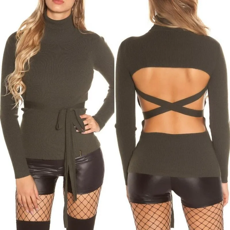 Jersey khaki fashion cut out