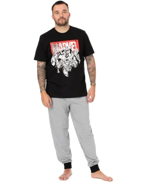 Marvel Mens Short Sleeve Long Leg Pyjama Set Black