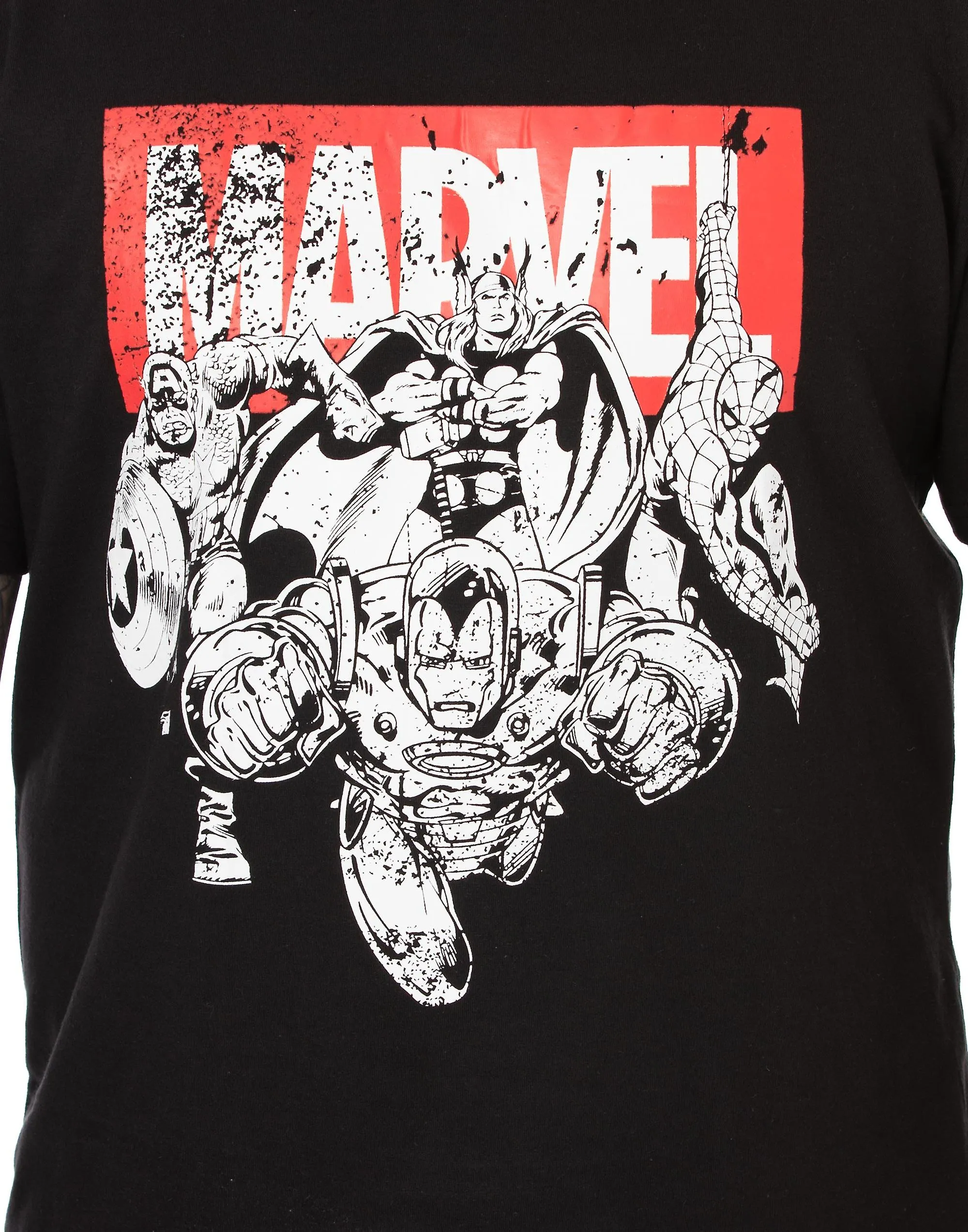 Marvel Mens Short Sleeve Long Leg Pyjama Set Black