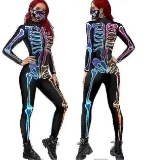 Mujer 3d Esqueleto Halloween Disfraces Cosplay Jumpsuit Bodysuit