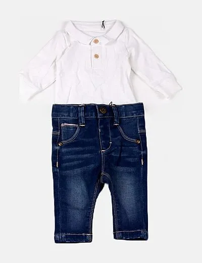 Name it Conjunto bicolor body polo y jeans