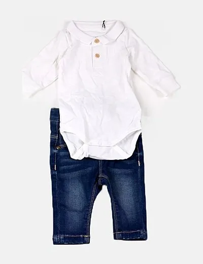 Name it Conjunto bicolor body polo y jeans