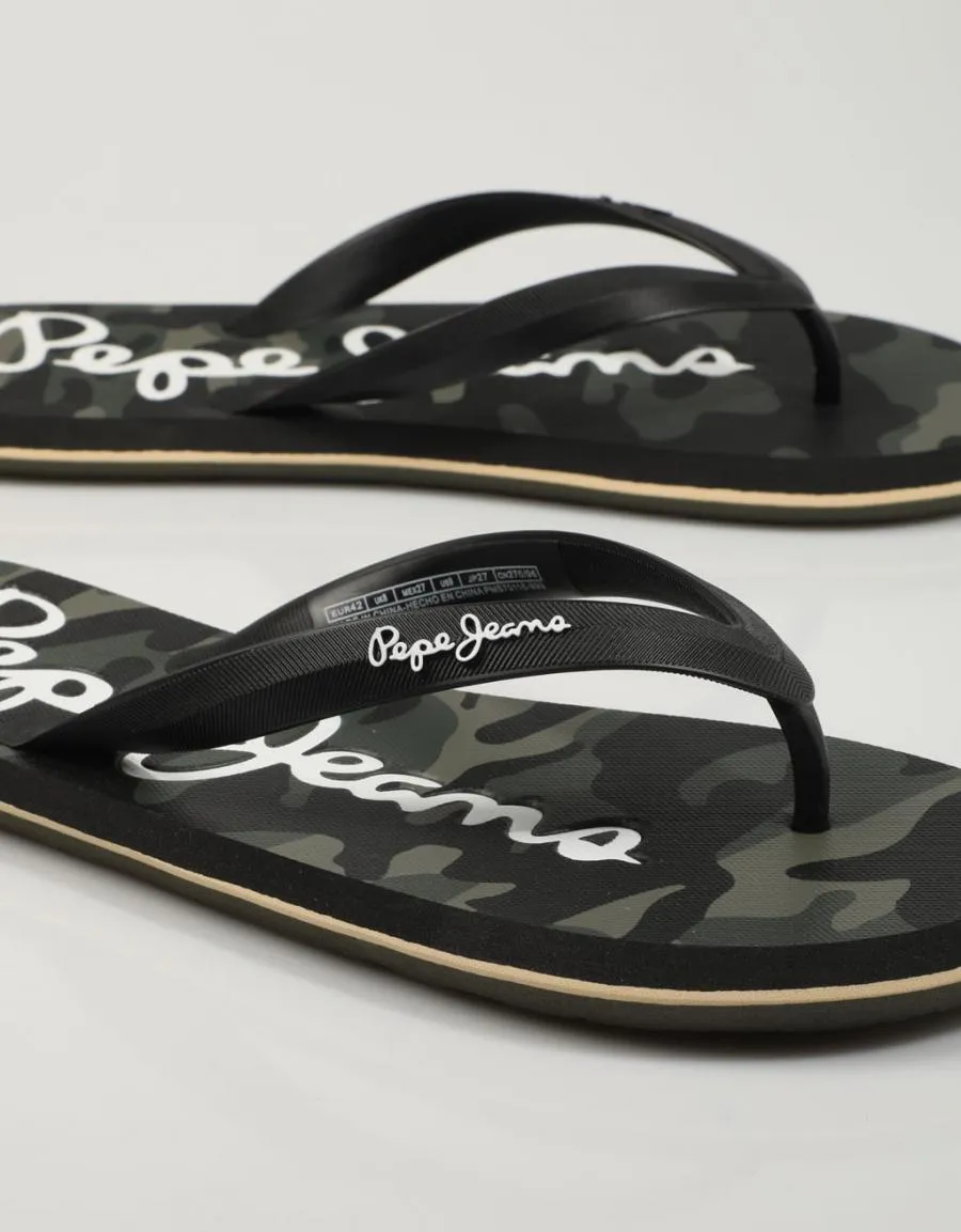  nu pieds PEPE JEANS Whale Camo Pms70116 en Kaki 78425