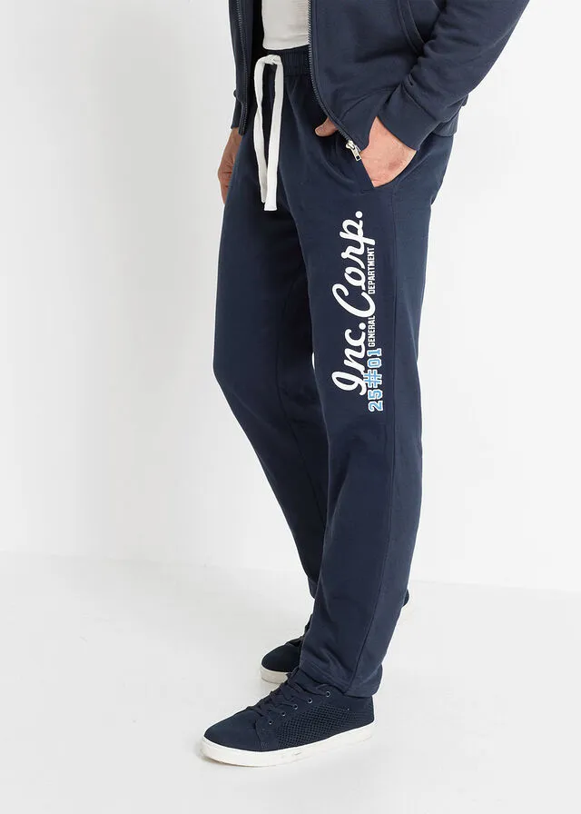 Pantalón de chándal con estampado y aplicación Azul marino estampado