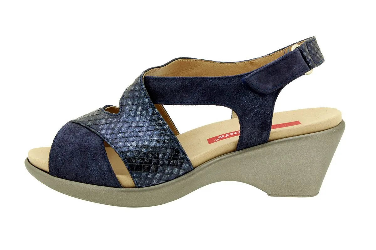 Removable Insole Sandal Blue Metal Suede