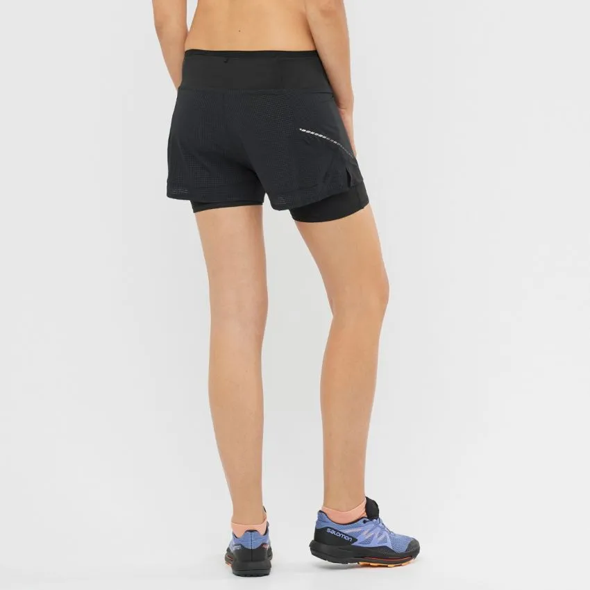 Salomon Mujer Shorts Sense Aero 2-In-1 Shorts Negro 