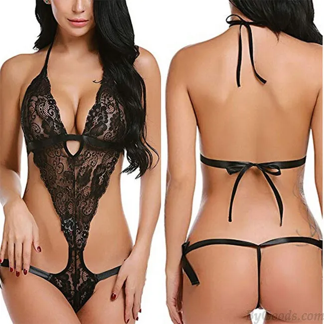 Sexy Sling Teddy Bodysuit Underwear Flower Women Lace Hollow Intimate Lingerie