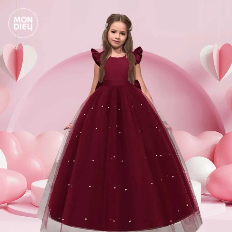 Vestido Emily color tinto para niñas