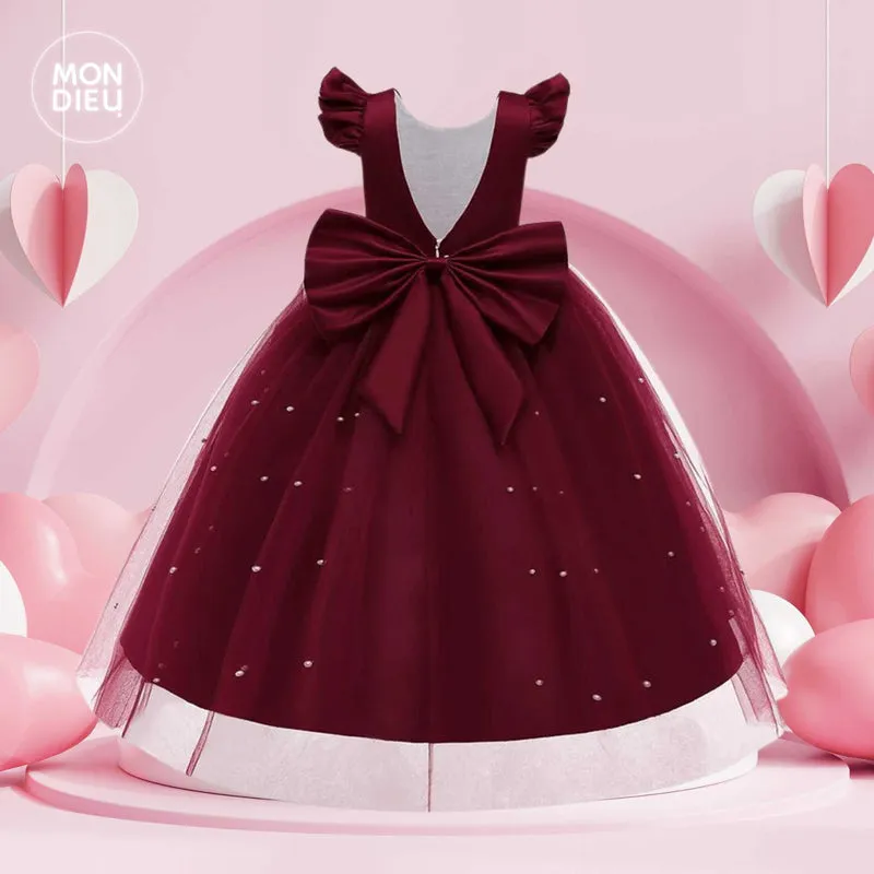 Vestido Emily color tinto para niñas