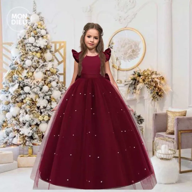 Vestido Emily color tinto para niñas